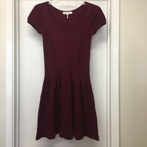 SANDRO Burgundy Knit Short Mini Dress